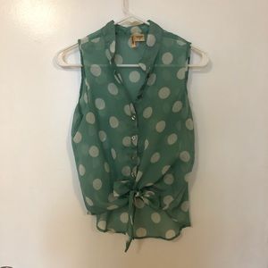 Polka dot button down tank top